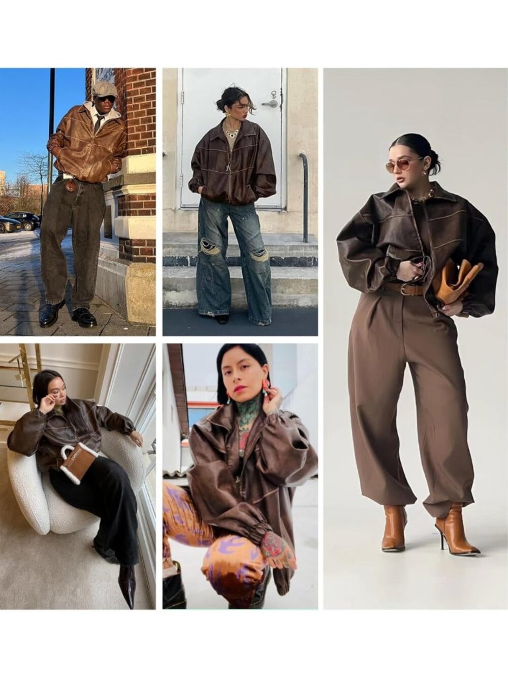 Oversized Y2K Faux Leather Jacket - Vintage Plus Size Motorcycle Coat for Fall - Picture 4 of 5